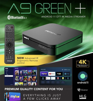 Amiko A9 Green plus Android 11 IPTV Media Speler